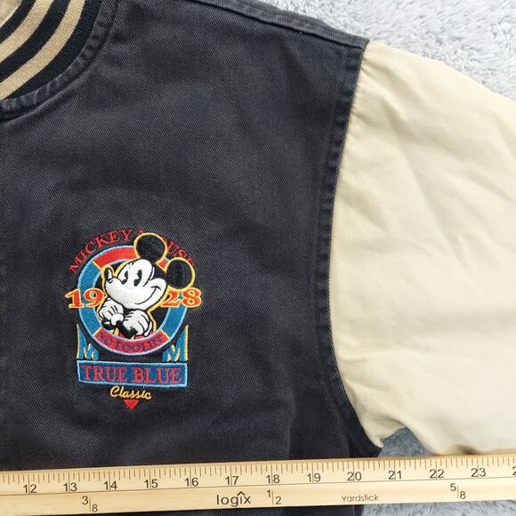 Disney Vintage Bomber Jacket Small Mickey Mouse Black And Tan Coat (No Hood) - Picture 3 of 16